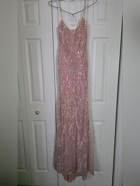 Windsor Keanna Formal Sequin Mermaid Long Dress In Bush Pink XS